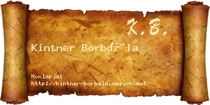 Kintner Borbála névjegykártya